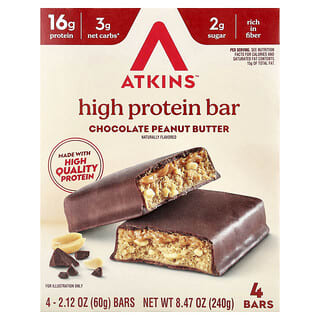 Barras Altas en Proteína Sabor Chocolate con Mantequilla de Cacahuate 4 Barras de 60 g c/u