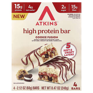 Barras Altas en Proteína Sabor Cookie Fusion 4 Barras de 60 g c/u