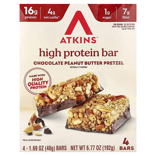 Barras Altas en Proteína Sabor Chocolate Peanut Butter Pretzel 4 Barras de 48 g c/u