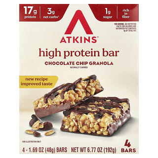 Barras Altas en Proteína Sabor Chocolate Chip Granola 4 Barras de 48 g c/u
