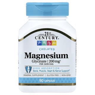 Chelated Magnesio Glicinato, 90 cápsulas, (100 mg per Capsule)