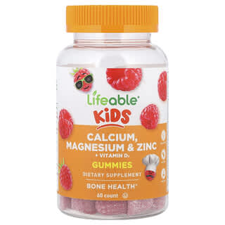 Niños Calcio, Magnesio & Zinc + Vitamina D3 gomitas, Frambuesa, 60 gomitas
