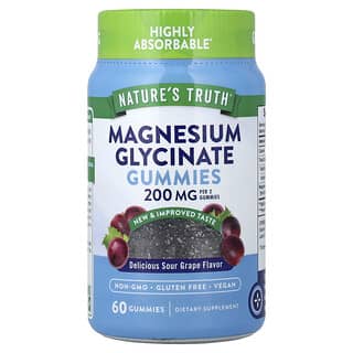 Magnesio Glicinato gomitas, Delicious Sour Uva, 60 gomitas