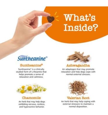 Calming Bites, Alivio de Ansiedad Natural para Perros sabor Pavo. 90 chews.