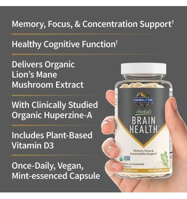 Suplemento Herbal para Cerebro con Melena de León y Cúrcuma. 30 vcaps