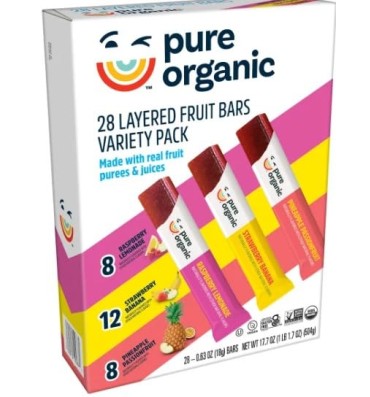Barras de Fruta Orgánica Variety Pack. 28 barras