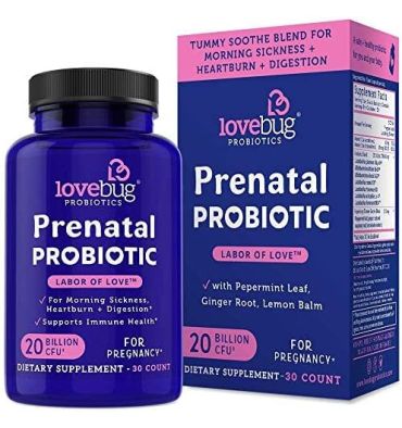 Probióticos Prenatal 20 billones, Acidez, Nauseas y Digestión. 30 caps.