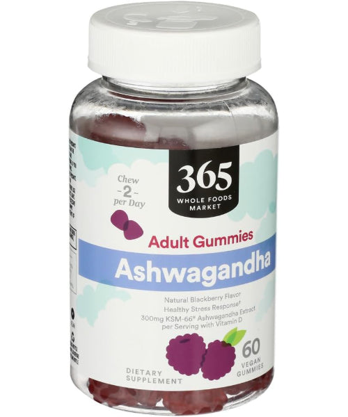 365 by Whole Foods Market, Gomitas Ashwagandha sabor Moras. 60 gomitas