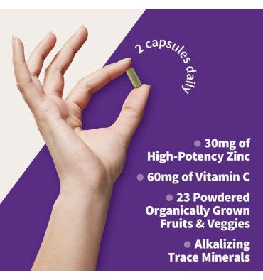 Zinc Raw Vegano con Vitamina C. 60 Vcaps