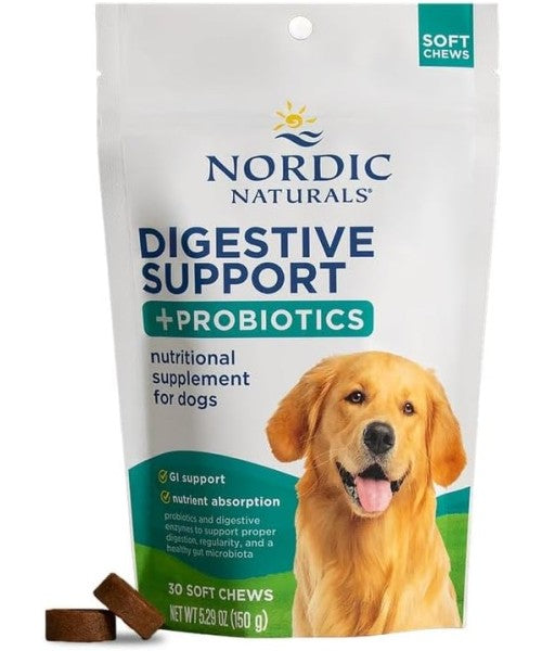 Nordic Naturals, Digestive Support  and Probiotics para Perros .30 chews.
