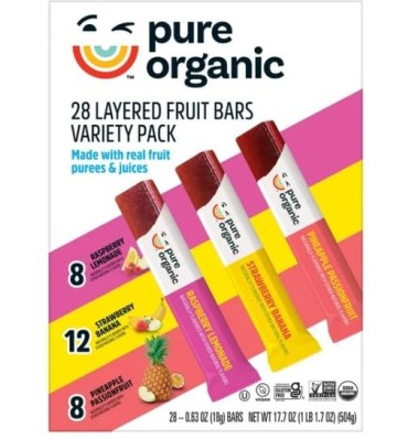 Barras de Fruta Orgánica Variety Pack. 28 barras