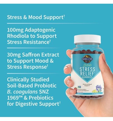 Gomitas para el Estrés con Rhodiola y Saffron sabor Berries. 60 gomitas