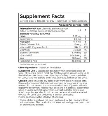 Primeadine GF (Gluten-Free) Whole-Food Spermidine Supplement. 3 opc