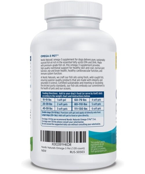 Nordic Naturals, Omega 3 para Perros. 90, 120 y 180 softgels.