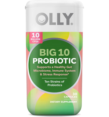 Olly, Probióticos "Big 10" billones de cfu, soporte Sistema Digestivo. 30 caps