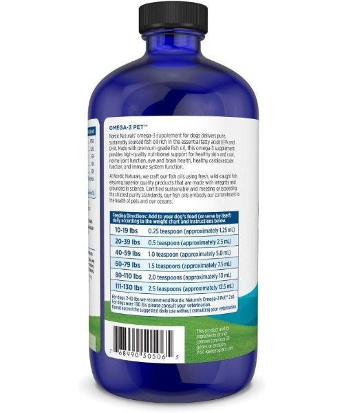 Nordic Naturals, Aceite de Pescado Omega 3 para Perros mediano y grande. 237 y 473 ml.