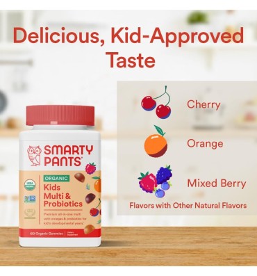 Multivitamínico y Probióticos Orgánicos para Niños sabor Frutas. 120 Gomitas