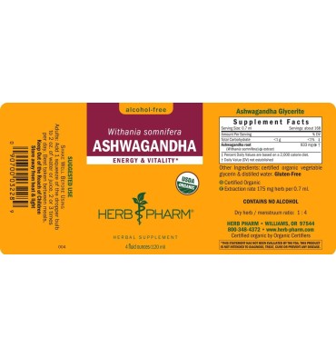 Herb Pharm, Ashwagandha Orgánica líquida. 2 tamaños