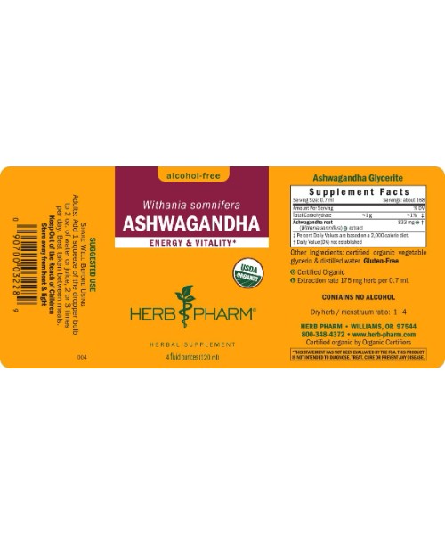 Herb Pharm, Raíz de Ashwagandha Orgánica, líquida. 30 y 120 ml.