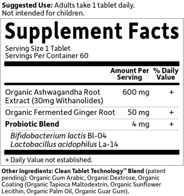 Garden of Life Organics, Ashwagandha y Gengibre Orgánico. 60 Vtabs