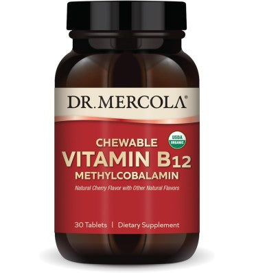 Vitamina B12, orgánica, masticable, sabor Cereza. 30 tabs.