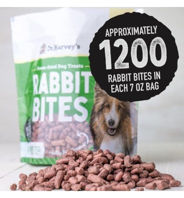 Rabbit Bites Freeze Dried Raw Dog Treats. 7 oz