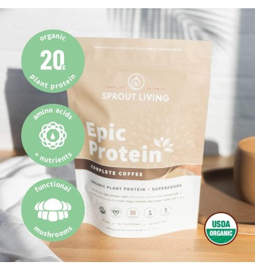 Proteína Épic Vegana con Superfoods sabor Café.  456 gr.