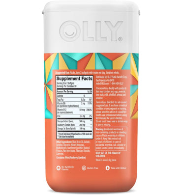 Olly, "Brain" Soporte Sistema Cognitivo, Bacopa, Omegas. 60 caps