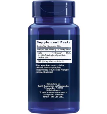 Ácido Fólico (Folato) 1700 mcg. 100 tabletas