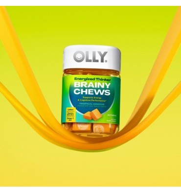 Thinker Brainy Energizante, Cafeína, B12 y Omega 3. 20 Chews