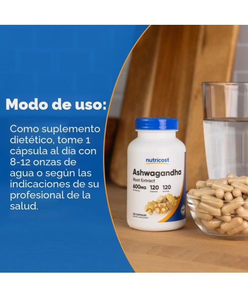 Nutricost, Extracto de Raíz de Ashwagandha. 30 y 120 caps