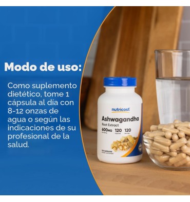Nutricost, Extracto de Raíz de Ashwagandha KSM 66. 120 Caps