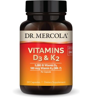 Vitamina D3 (5,000 IU) y K2 (180 mcg). 30 caps.