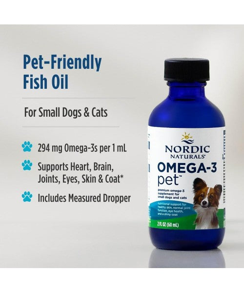 Nordic Naturals, Aceite de Pescado Omega 3 para Perros y Gatos Pequeños. 60 ml.