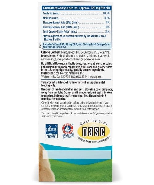 Nordic Naturals, Omega 3 para Gatos. 60 ml.