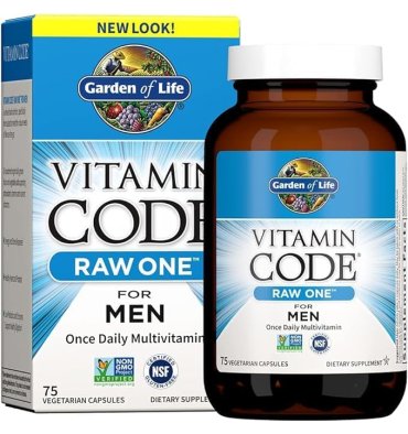 Multivitamínico Raw One Hombre, 1 Diario. Energía, Próstata. 75 Vcaps
