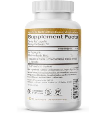 Hongo Melena de León, Memoria, Concentración y Salud Nerviosa. 90 caps.