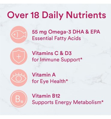 Multivitamínico y Omegas para Niñas Adolescentes. 120 gomitas.