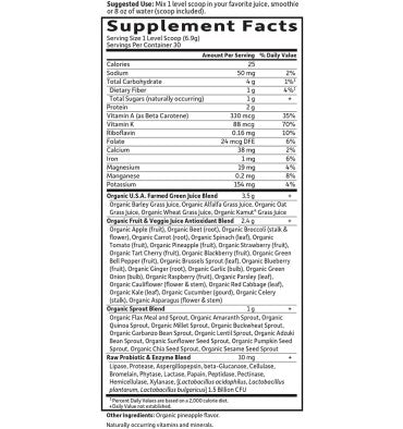 Perfect Food Mezcla Verde Orgánica Raw sabor Natural, 207 gr.