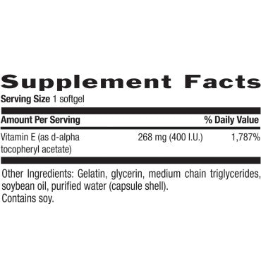 Vitamina E, 400 IU, 60 Softgels