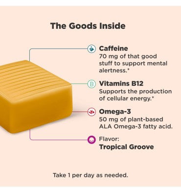 Thinker Brainy Energizante, Cafeína, B12 y Omega 3. 20 Chews