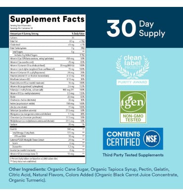 Multivitamínico y Omegas para Hombres Adolescentes. 120 Gomitas