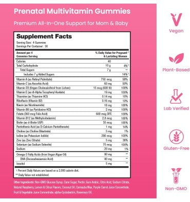 Multivitamínico Prenatal con Omega y Ácido Fólico en Gomitas.