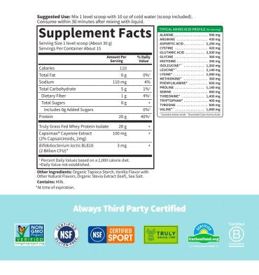 Proteína de Whey Reducción de Peso sabor Vainilla. 450 gr.