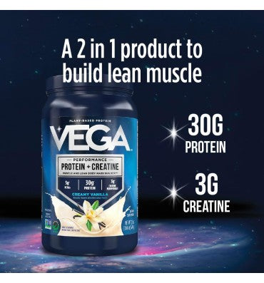 Proteína Vegana (30 gr) + Creatina Monohidratada (3 gr) sabor Vainilla Cremosa. 2 opciones