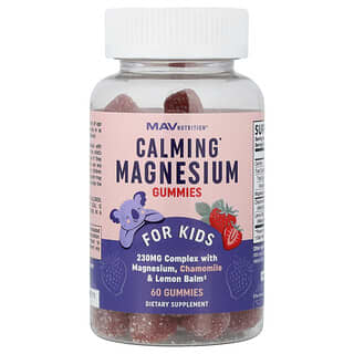 Calming Magnesio Gomitas, para Niños, Yummy Fresa, 60 Gomitas
