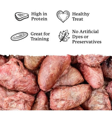Freeze Dried Chicken Hearts Dog Treats Allergen Free.7 Ounces