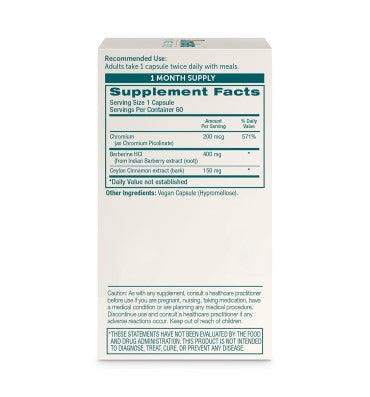 Berberine with Ceylon Cinnamon. 60 Vcaps