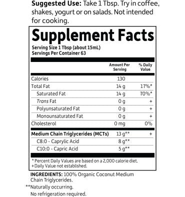 Aceite de Coco MCT Energetizante y Soporte Celular. 454 ml.