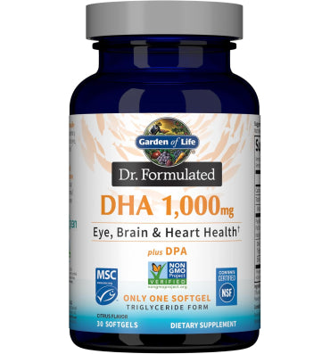 Garden of Life Dr. Formulated, Omega 3 Super Puro, 1 diario. 30 cáps suaves